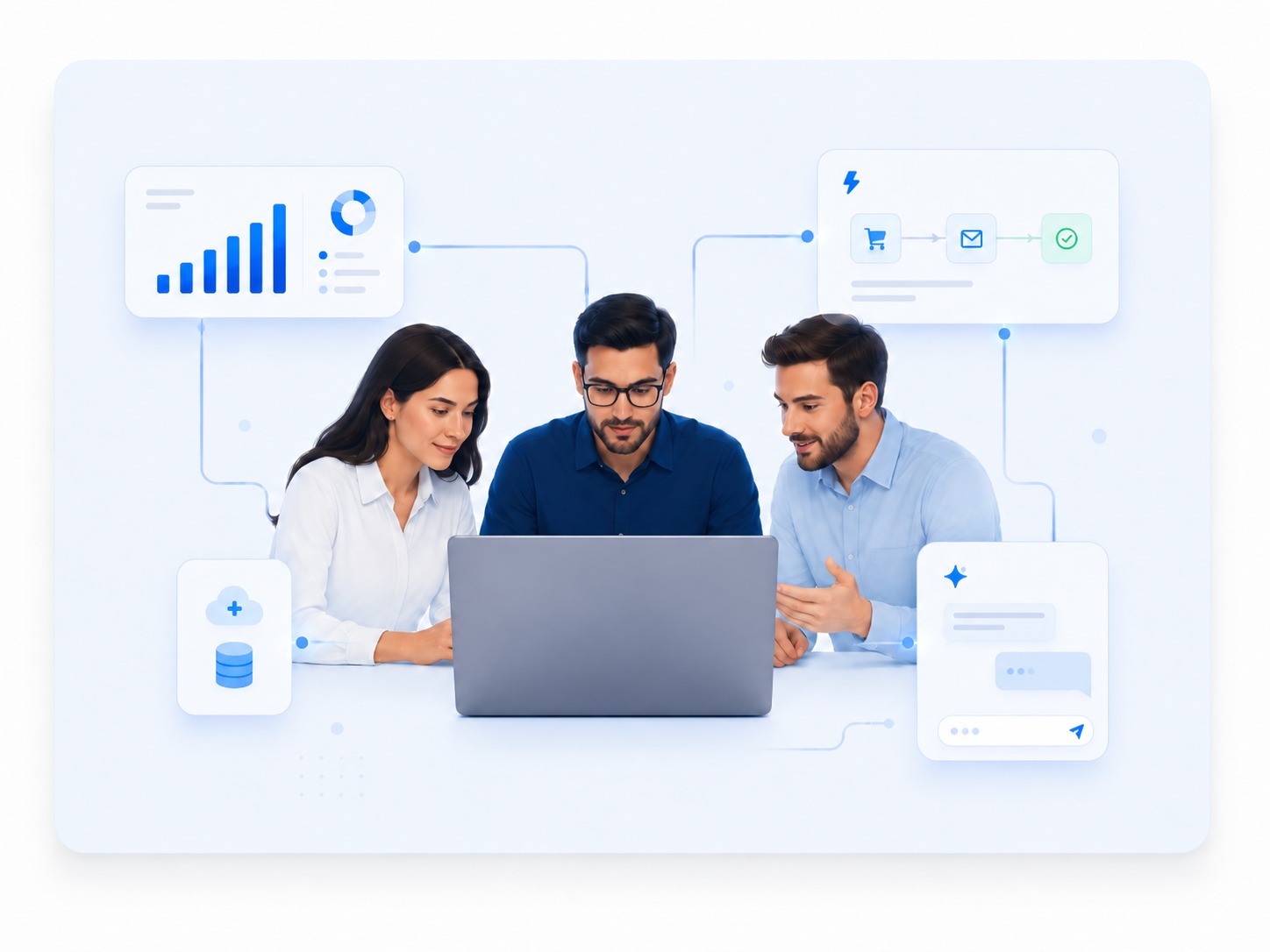 Equipo de Nexbit Studio trabajando en soluciones de automatización e inteligencia artificial